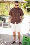 Selected Regular New Linen Shirt SS Coffee Bean