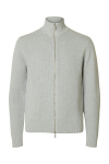 Selected Dane Structure Knit Full Zip Light Grey Melange