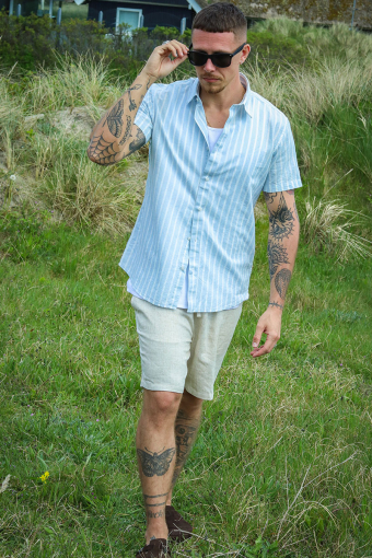 Regular New Linen Hemd SS Cashmere Blue