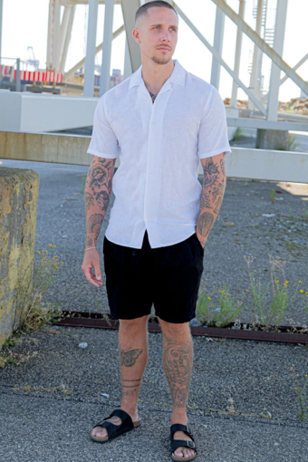 Caiden SS Resort Linen Shirt White