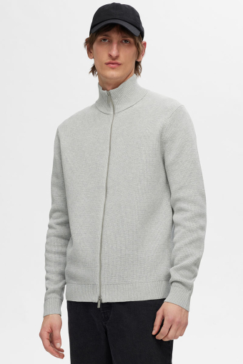 Dane Structure Knit Full Zip Light Grey Melange