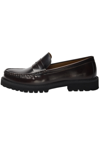 Hugo Leather Plain Penny Loafer Demitasse