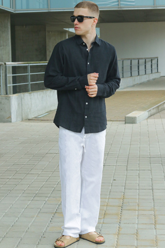 Caiden LS Linen Hemd Black