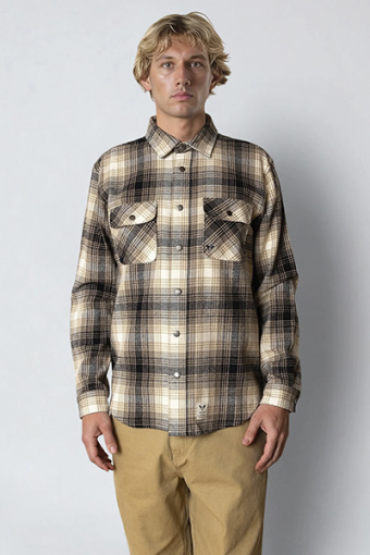 Adrian Cotton Check Shirt Sand / Black