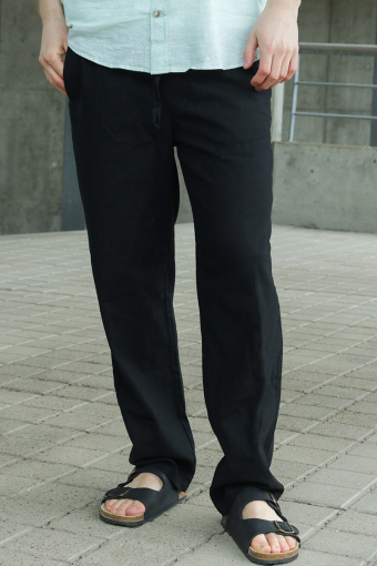 Sinus Loose Cotton Linen Pants Black
