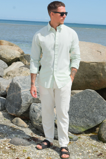 Reg New Linen Hemd LS Vetiver