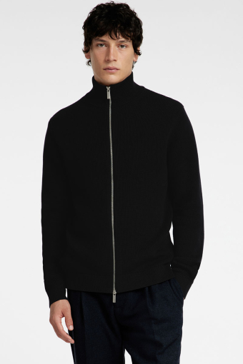 Dane Structure Knit Full Zip Black