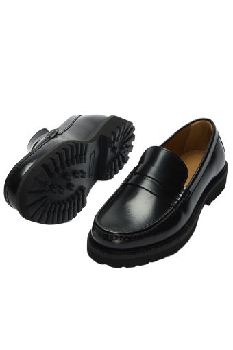Hugo Leather Plain Penny Loafer Black