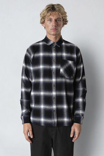 Forest flannel shirt Dark navy/Black check 002